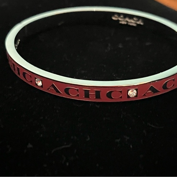 Coach-Black Cherry/Silver/Cz "Kissing" Hinged Bracelet-NWT - Picture 5 of 12